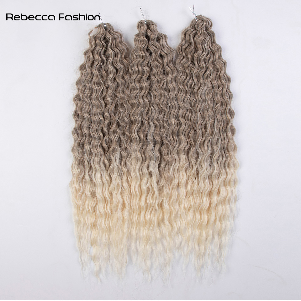 Rebecca Fashion Soft Water Wave Braids 22 Inch Ombre Blonde Extensions For Women Crochet Hair Extension