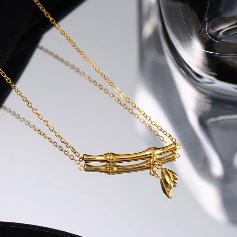 Fashion Chinese Style Trend Classic Bamboo Necklace Bracelet Simple Personality Titanium Steel Non-Fading Jewelry