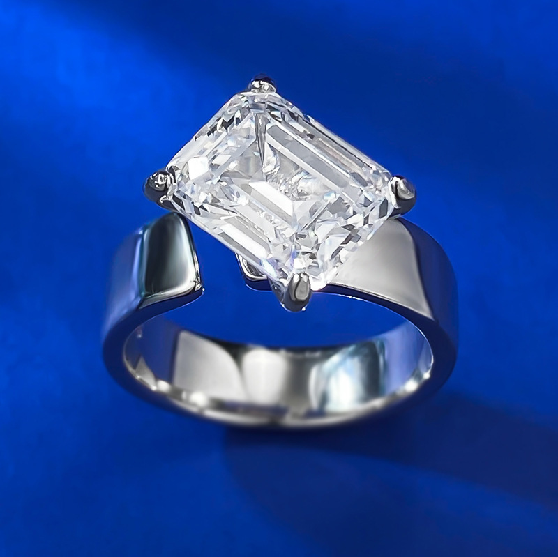 2025 Choucong Ins Top Sell Wedding Rings Elegant SParkling Luxury Jewelry 100% Real 925 Sterling Silver Emerald White Lab Moissanite Diamond Lady Open