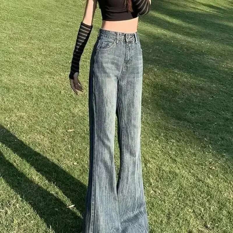Female Cowboy Pants Wide Leg High Waist Womens Jeans 2025 Fashion Streetwear Korean Style Unique on Sale South Korea Trousers
