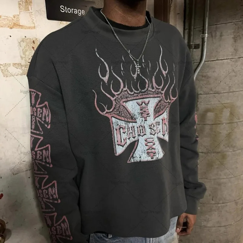 High Street Trendy Clothing Retro Fashion Harajuku Y2K Punk Oversized Long Sleeve Men Street Hip Hop Casual Loose T-shirt Women 250616