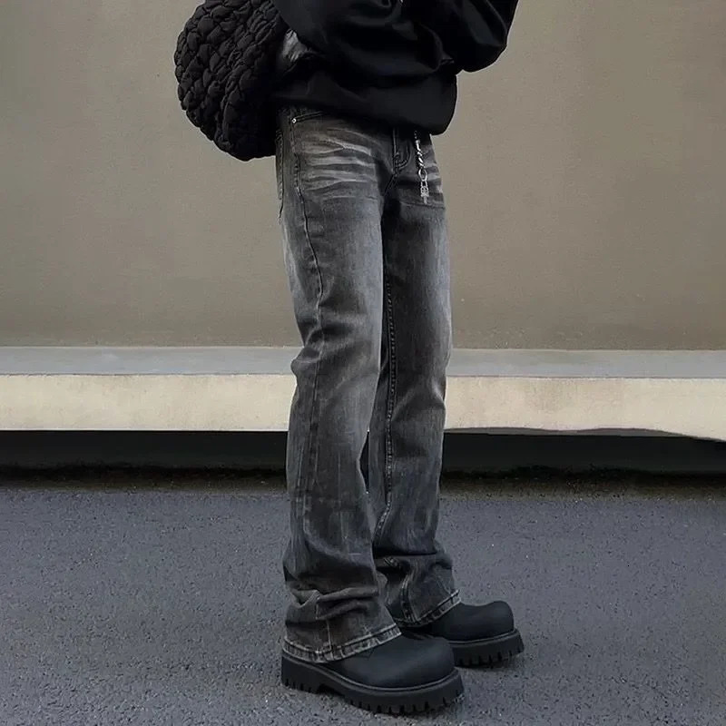 American Style Versatile Black Jeans For Men Straight-leg Slimming High-elasticity Micro-flared Clean-fit Trousers Loose Fit 250616