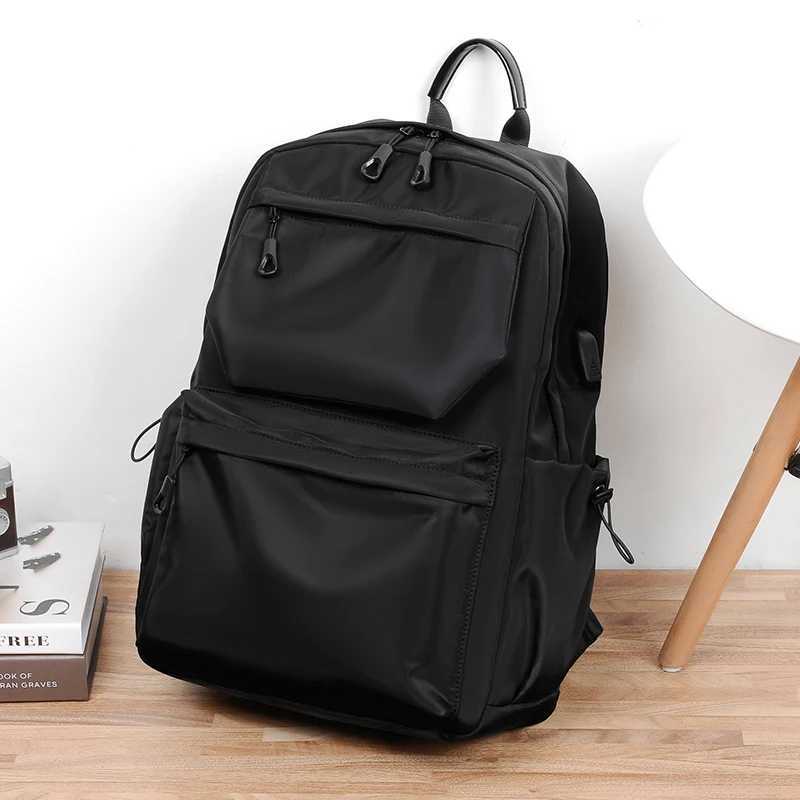 Mens Fashionable Large Capacity Simple Casual Business Backpack Durable Oxford Neutral Style Lightweight Travel Backpack Z250617