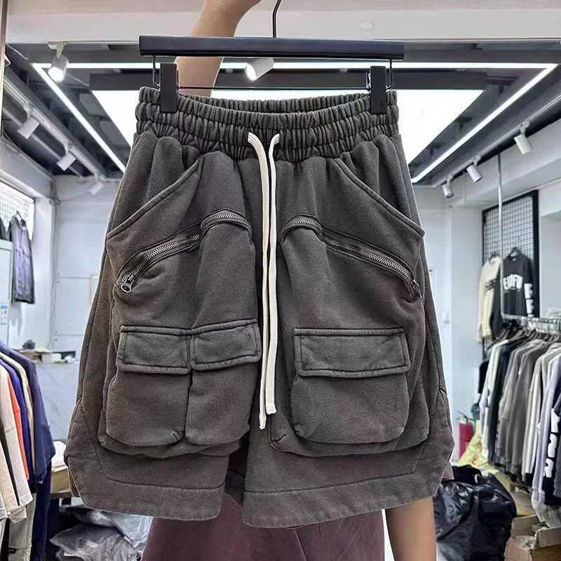 New Shorts Heavyweight Make Old Multiple Pockets Zipper Loose Casual Trend Men Woman Oversized Work Pants Breeches Z250617