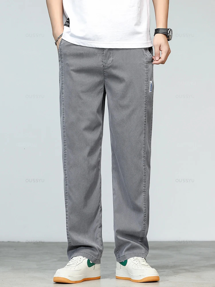 Summer Ultrathin High Quality Soft Lyocell Fabric Mens Jeans Loose Straight Denim Pants Casual Trousers Plus Size M-5XL 250616