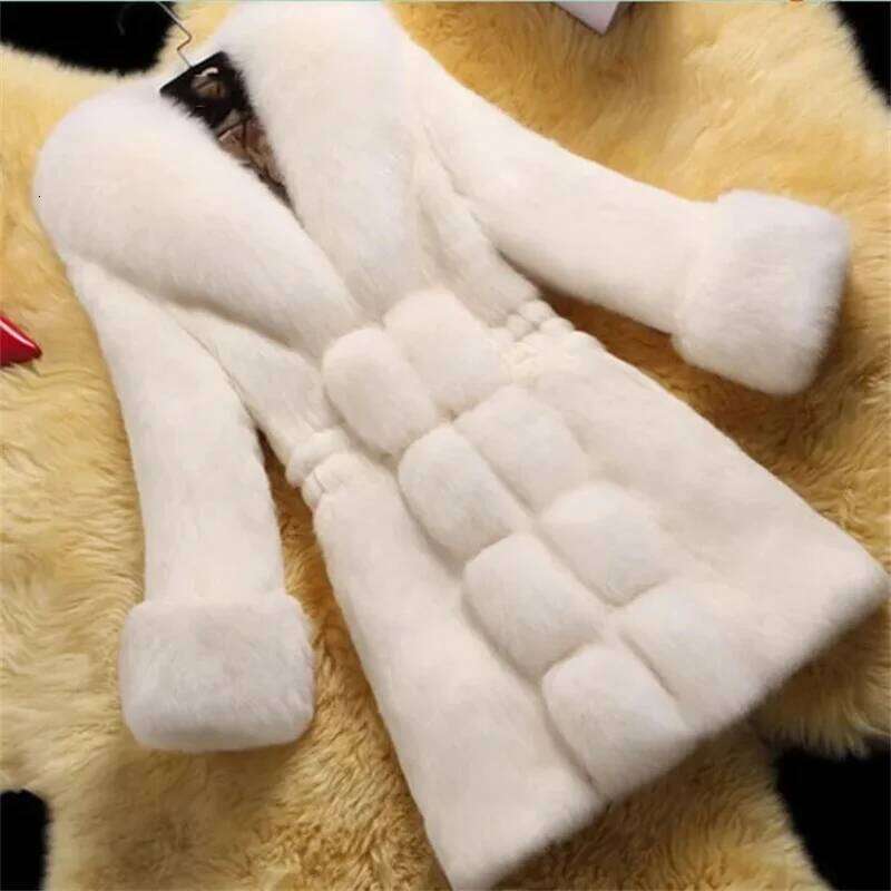 Women's Coat Medium Length Imitation Mink Rabbit Integrated Fashion Warm Jacket Middle aged Female Fur Jackets 5XL