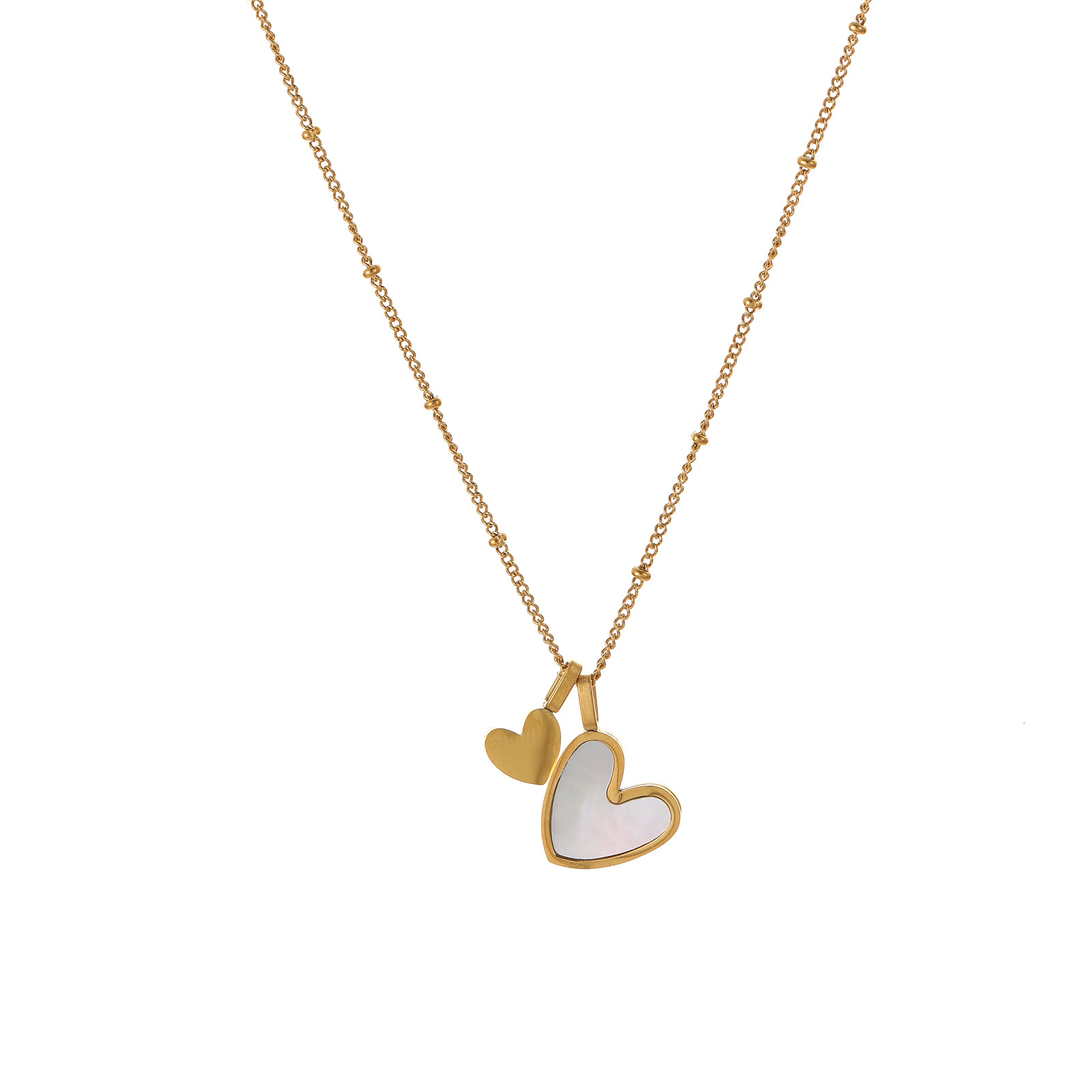 High-End White Mother-of-Pearl Necklace for Women, Fashionable Versatile Jewelry, Non-Fading Clavicle Chain, Peach Heart Pendant