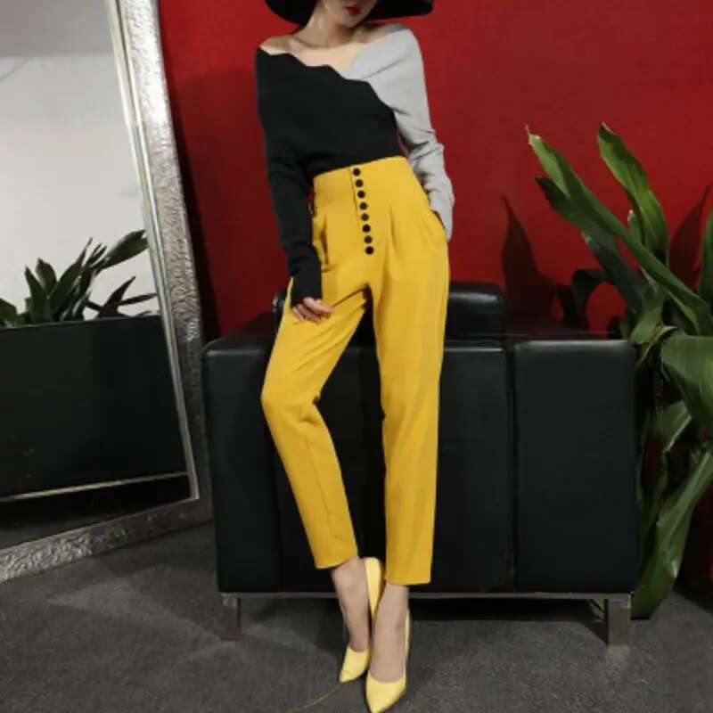 Pencil Womens Tailoring Pants Harem Clothing Solid White Office Black Work Trousers for Woman and Capris High Quality Autumn G