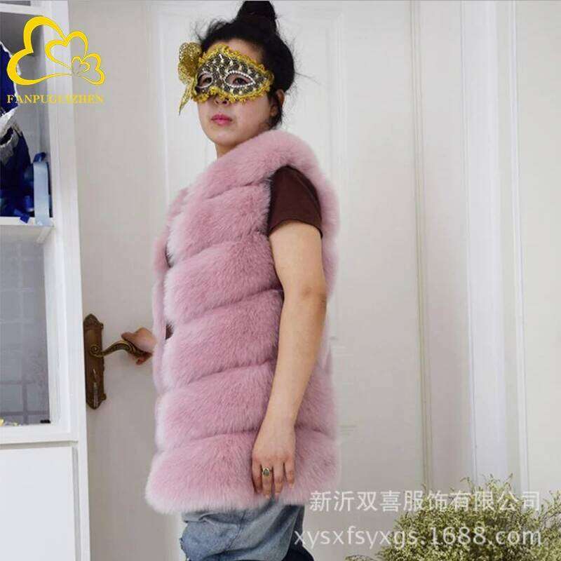 Faux Fur Coat for Women, Warm Long Vest, Casual Street Wear, High Grade, Winter Fashion, New Arrival