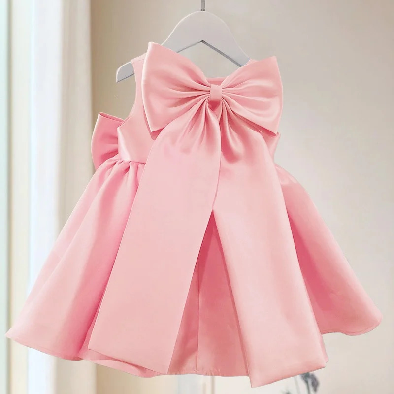 Big Bow Baby Girls Party Dress Toddler 1st Birthday Baptism Princess Kids Dresses for Girl White Wedding Prom Christmas Costumes 250617