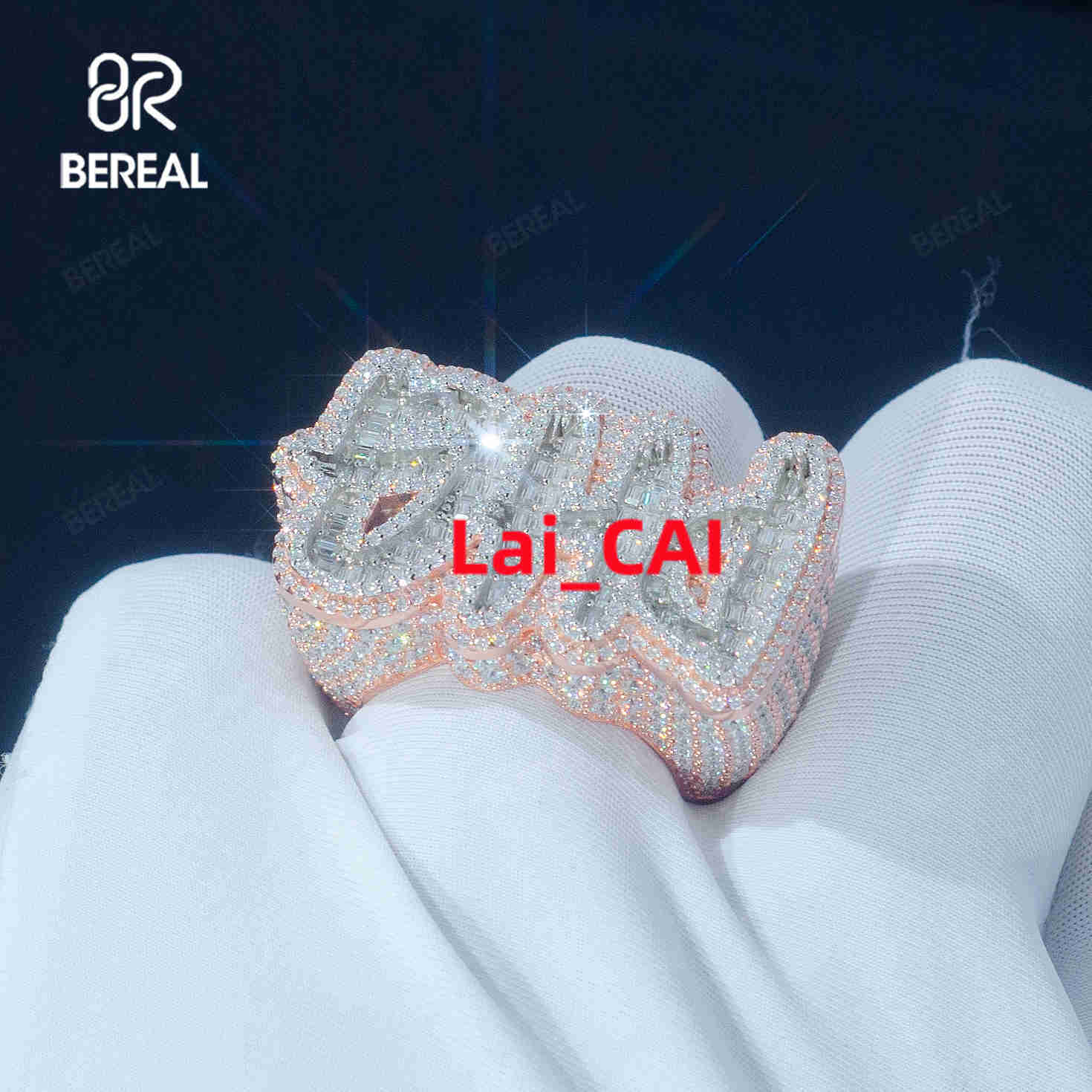 Custom Baguette Cut Moissanite Hip Hop Ring Iced Out 925 Silver Vvs Diamond Name Letter Ring Men Women Jewelry
