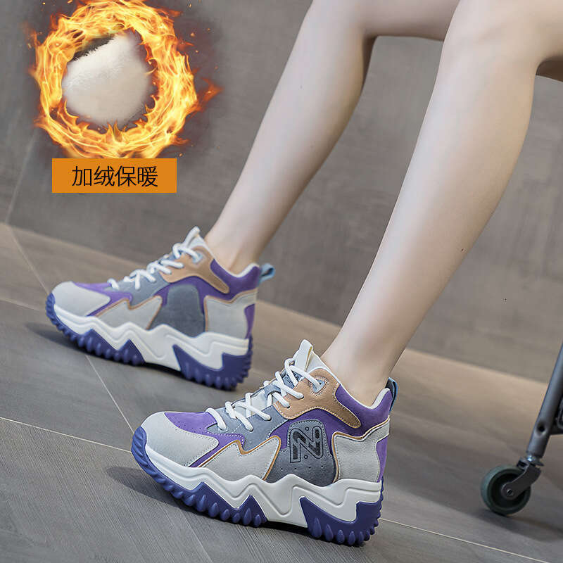 Sneakers With Hidden Height Increase For Women 2025 New Tiktok Internet Celebrity New Popular Versatile Korean Style Thick-Soled Dad Student Shoes