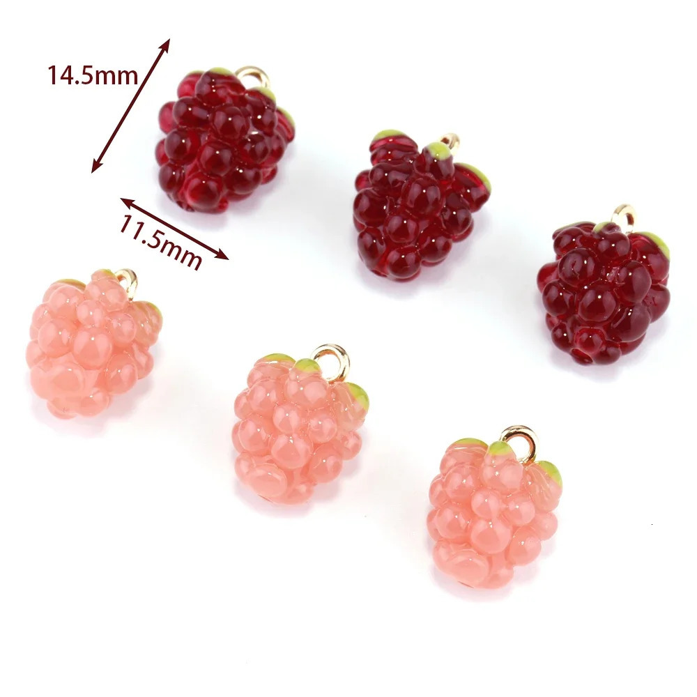 4pcs/lot 3D Raspberry Grapes Resin Fruits Charms for Earrings Keychain Bracelet DIY Decoration Jewelry Making Supplies Findings 250609
