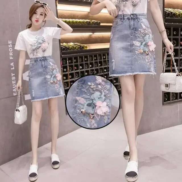 Chubby Zipper Midi Kawaii Blue Jeans Skirts for Women Cute Ripped Woman Denim Skirt Harajuku 2025 Trend New in Y2k Vintage V