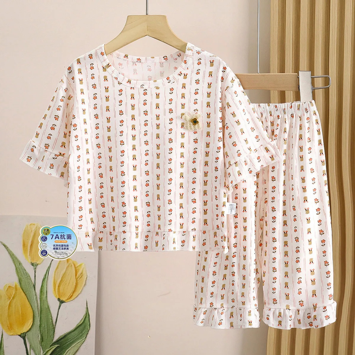 Childrens Pajamas Suit Summer Modal Baby Thin Section Air-condition Clothing Leisure Breathable Home Wear Suit 250617