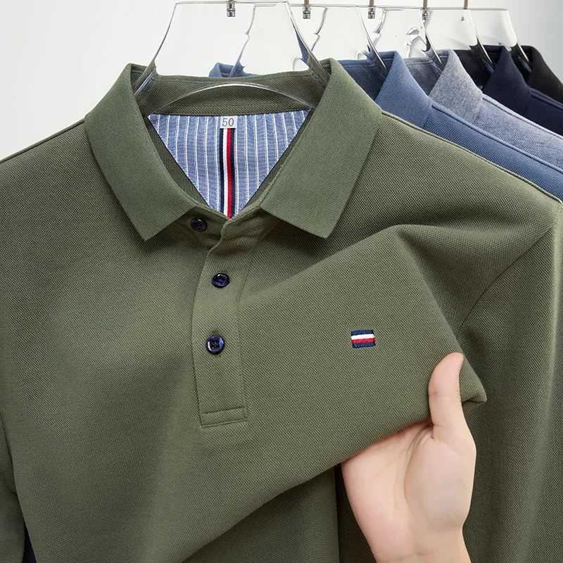 New Mens Casual and Fashionable Embroidered Long Sleeve Polo Shirt Comfortable Breathable and Versatile Summer Top XJ250617