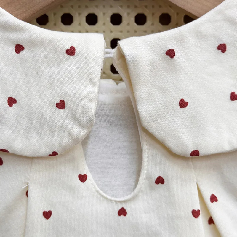0-2 Y Baby Girls Clothes Toddler Girls Bodysuit Infant Girls Dress One Piece Full of Heart Print Infant Outfit 250617