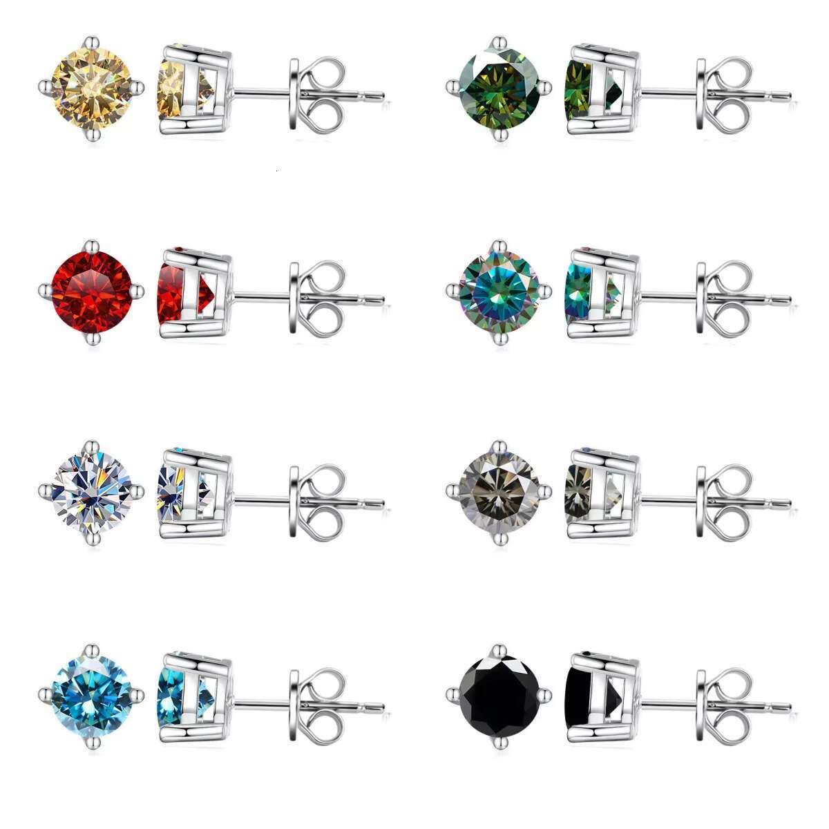 0.5-3ct GRA Moissanite Stud Earrings 925 Sterling Silver Lab Diamond Mossanite Earring for Women Men