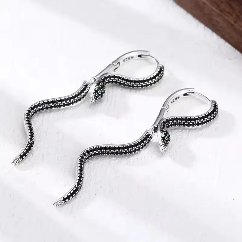 Sam Panda 925 Sterling Silver Vintage Square Earrings For Women Trendy Retro Snake Earring Jewelry Prevent Allergy Party Gift 250610