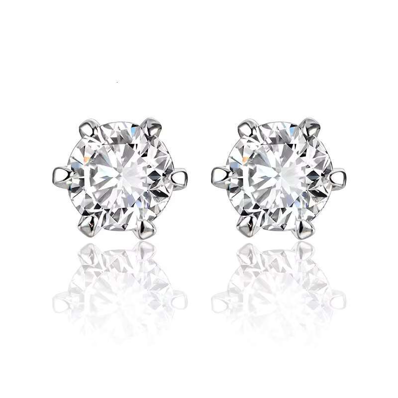 Flat Back Dainty 1 Carat Sterling Silver 925 Ladies Moissanite Stud Earrings for Women