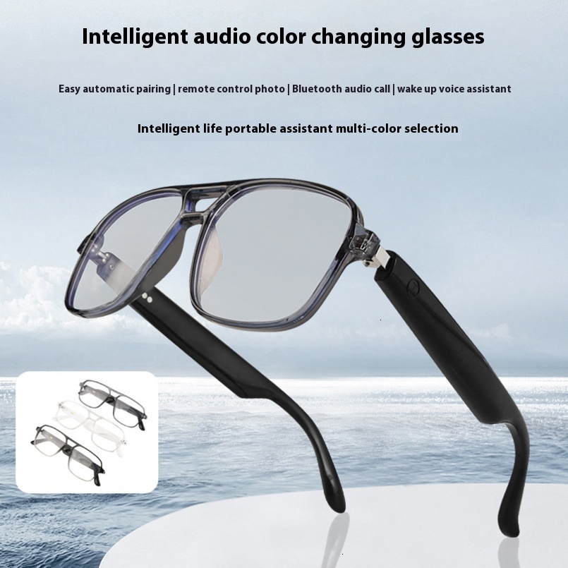 New Smart Bluetooth Glasses Double Beam Color Changing Lenses Anti-Blue Light Music Playback Call Anti-Uv Sunglasses