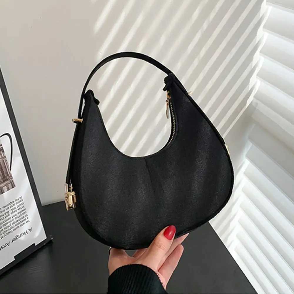 Womens Crocodile Grain Underarm Bags Felt Fashion Shoulder Bag Cute Simple Handbags Female Purses Top-Handle Bags Z250617