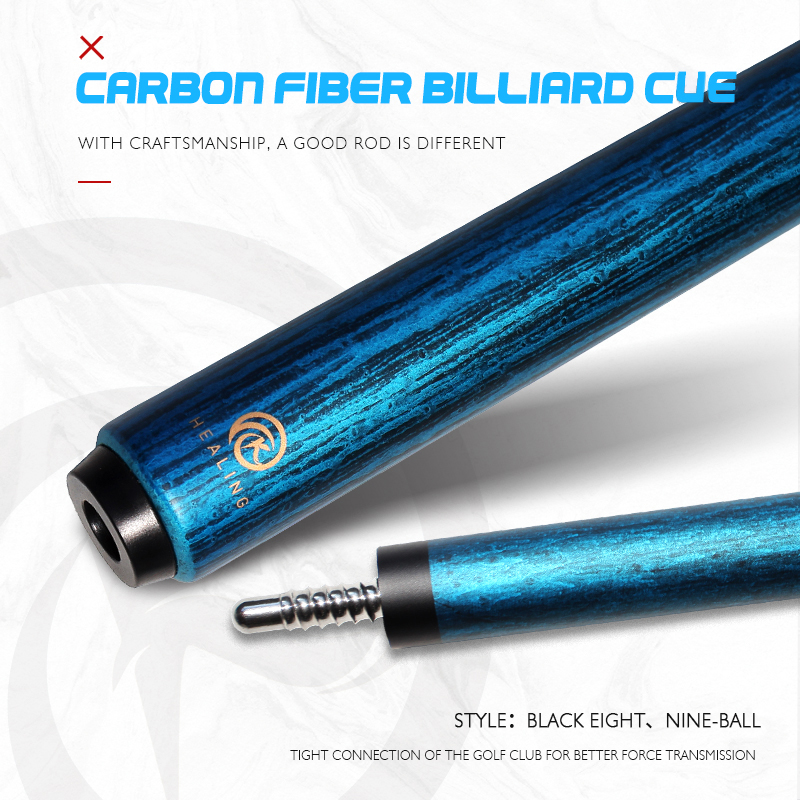 OKHEALING Carbon Fiber Pool Cue 12mm Pigskin Tip Black Technology Billiard Cue Sticks143cm 56inch 18oz Radial Pin Joint Billiard Cue Pool Game Cues