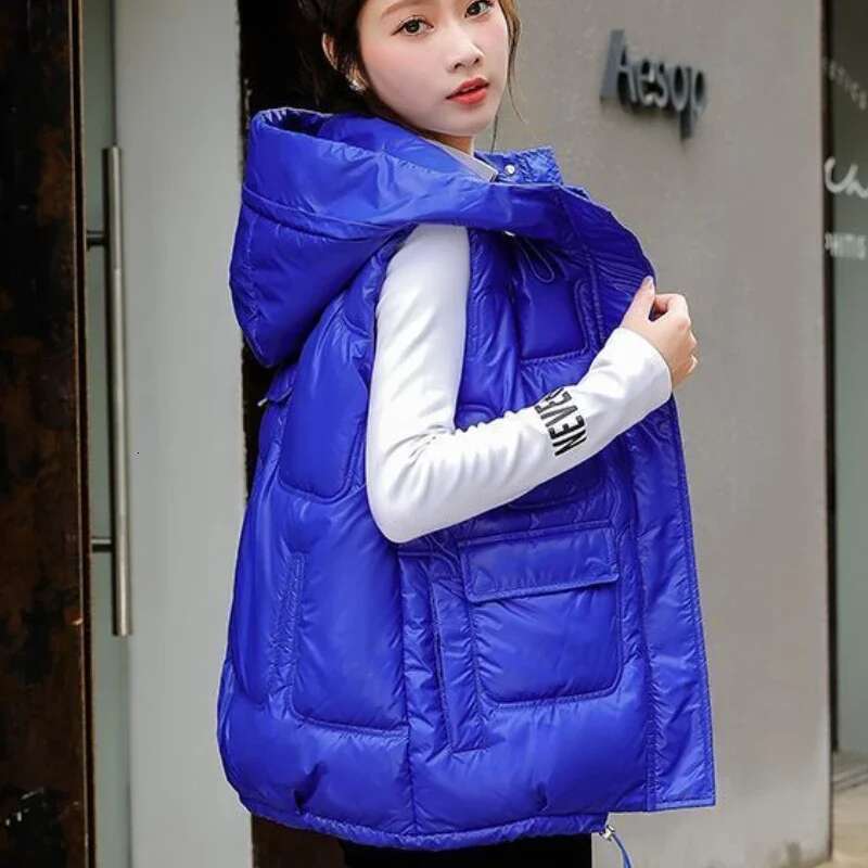 Womens Vests Warm Loose Korean Style Autumn Cold Elegant Lady Padded Cotton Giletes Winter Clothing Cheap Demi-season Youthful