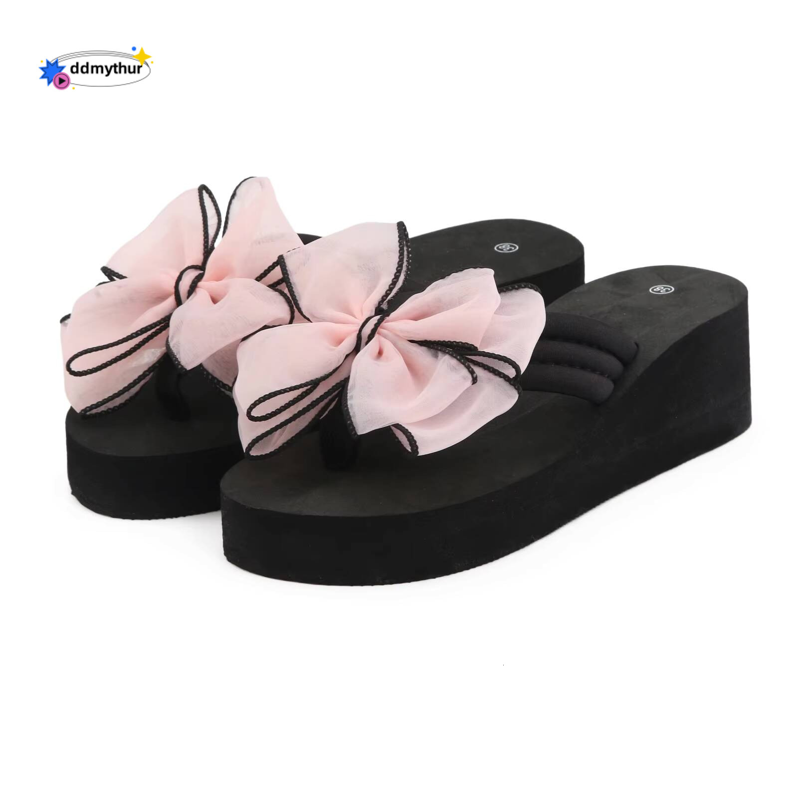 High Heeled Sandals For Women Fashion Women's Non Slip Flip Flops Round Toe Beach Holiday Shoes Cloud Cushion Slides ddmythur