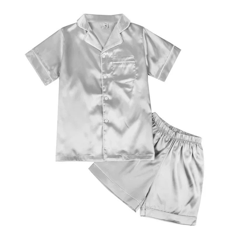 Summer Experience Unparalleled Comfort With Silk Pajama Set for Children Girls and boys Ages 4-10 250617