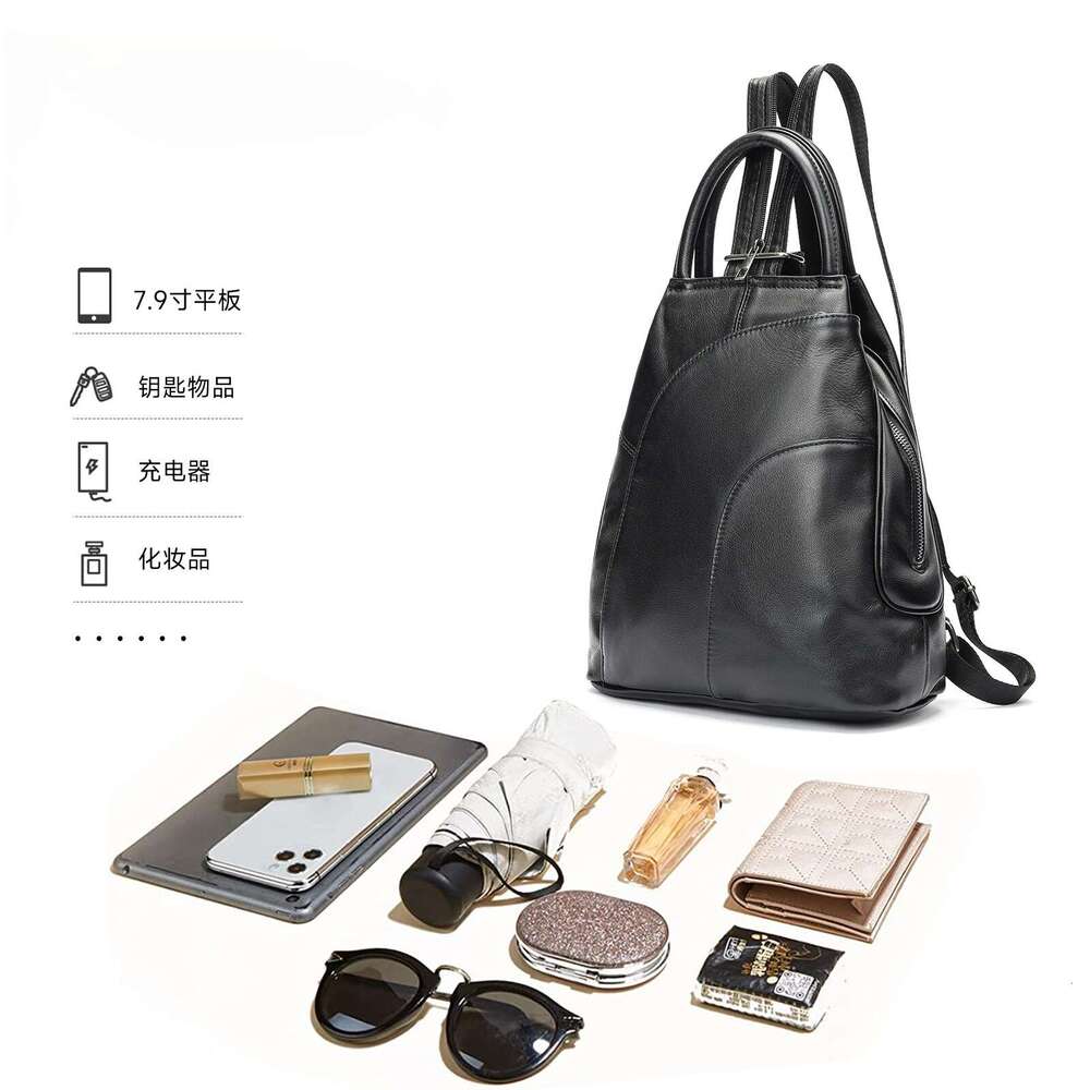 Top Layer Cowhide Women's Genuine Leather High-End Handbag Multifunctional Shoulder Bag Large Capacity Backpack Trendy Women