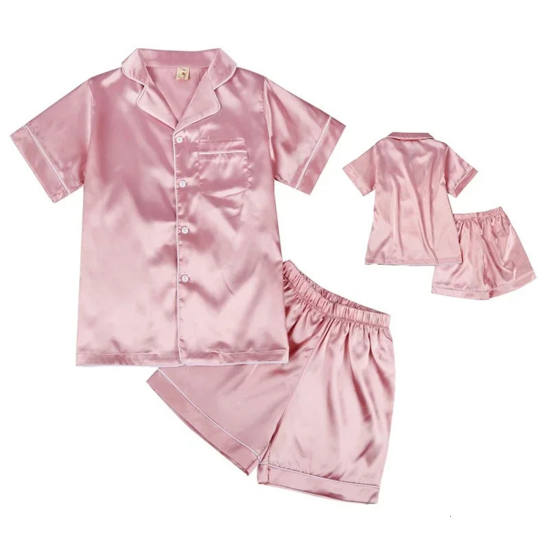 Summer Experience Unparalleled Comfort With Silk Pajama Set for Children Girls and boys Ages 4-10 250617