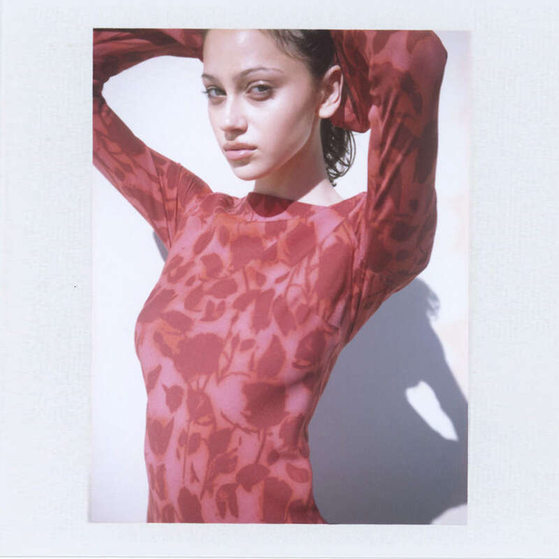 Undefined Women Dresses Calf Fulllace 720 Summer New 2025 Red Printed Silk Blue Sleeve Long Dress Sun Protection Vacation Style Women