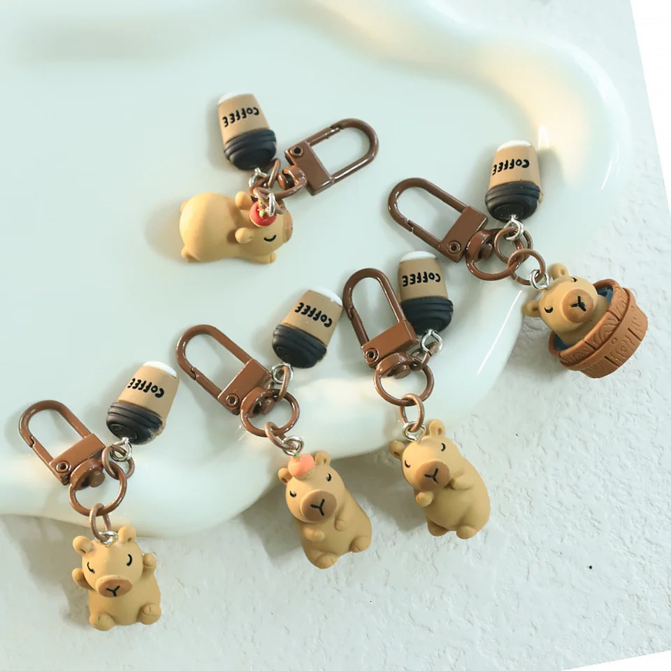 Cartoon Capibara Keychain Small Pendant Resin Three-Dimensional Animal Doll Backpack Shoulder Bag Pendant Clothing Accessories 250616