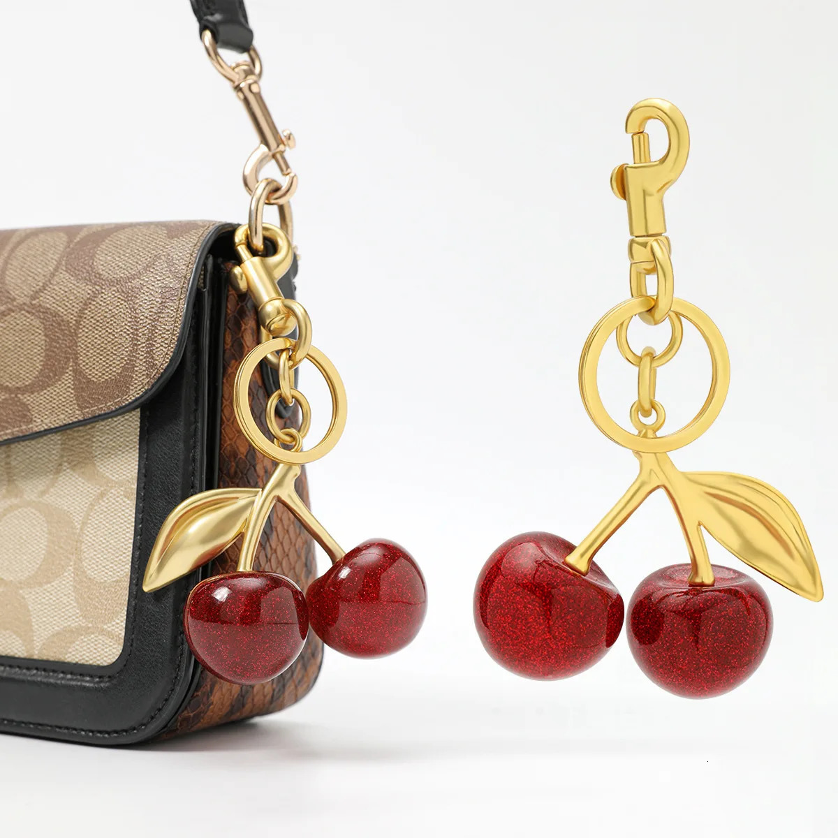 Trendy Cherry Charm Accessory Womens Bag or Keychain Pendant Adornment Individualized Decoration for Women 250606