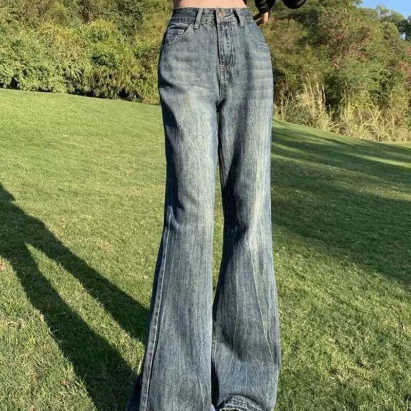 Female Cowboy Pants Wide Leg High Waist Womens Jeans 2025 Fashion Streetwear Korean Style Unique on Sale South Korea Trousers