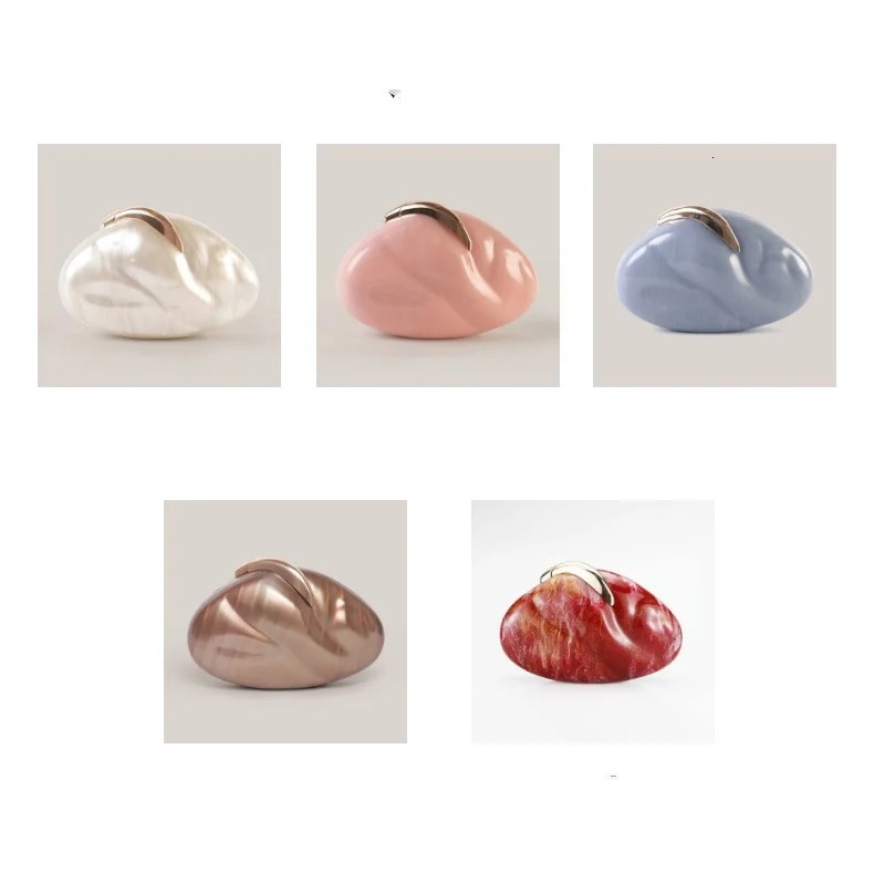 Flower Oval Egg Shell Clutch Bag Acrylic Pearl Beige Frame Purse Women Wedding Evening Party Cute Ivory Handbag Mini Beach Bags 250614