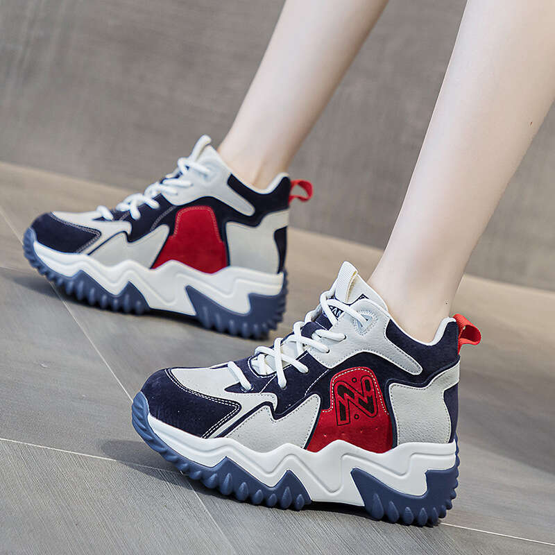 Sneakers With Hidden Height Increase For Women 2025 New Tiktok Internet Celebrity New Popular Versatile Korean Style Thick-Soled Dad Student Shoes