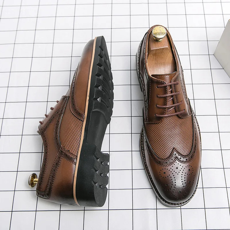 Handmade Oxford Shoes for Men Wingtip Leather Brogue Mens Dress Classic Business Formal Male Calfskin Shoe 250612