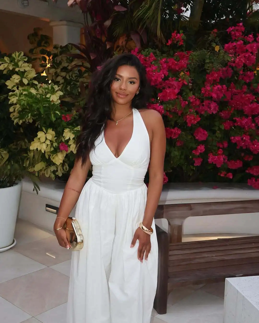 Three Sisters Summer Style Sexy Elegant Backless V-neck Slimming Solid Color Wide Leg Jumpsuit Sexy Outfits Women 250617