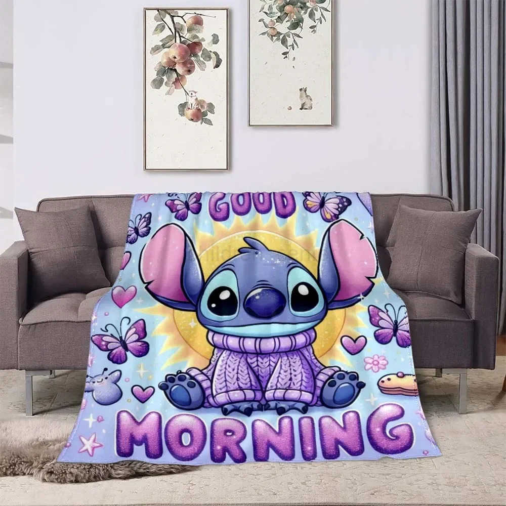 Disney 3D Printing Disney Stitch Blanket Cute Cartoon Lilo Stitch Soft and Comfortable Childrens Lunch Blanket W250617