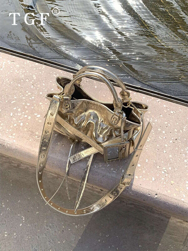 Handheld Tote for Women New High Quality Texture Niche Trendy Biker Style Belt Pleated Crossbody Bag