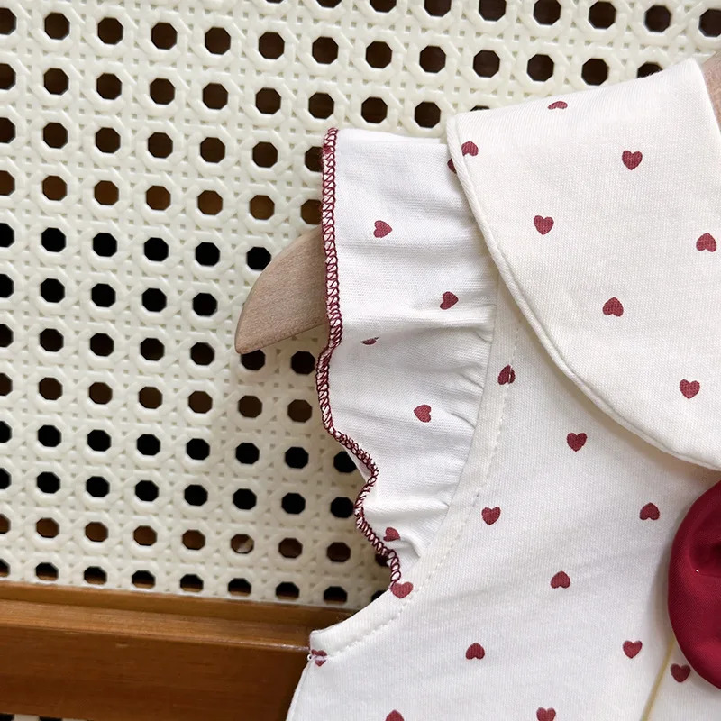 0-2 Y Baby Girls Clothes Toddler Girls Bodysuit Infant Girls Dress One Piece Full of Heart Print Infant Outfit 250617