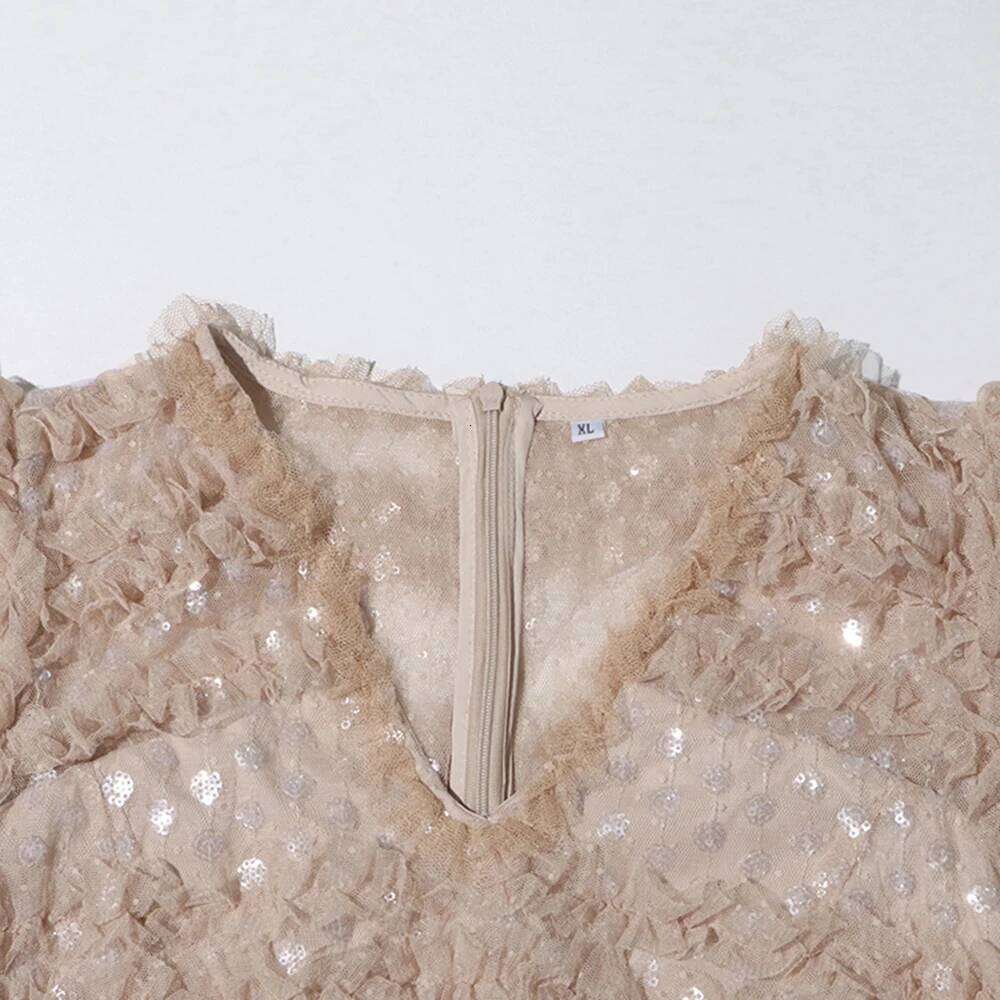 Designer Clothing 2025 Solid Spliced Lace Casual Dress For Women V Neck Short Sleeve High Waist Patchwork Mesh Elegant Dresses Female New