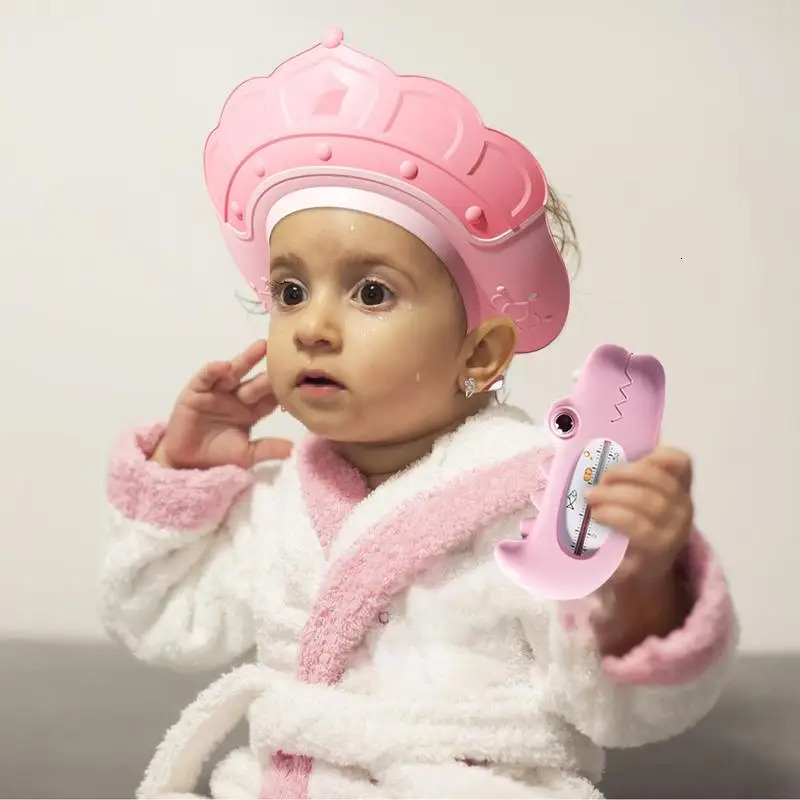 Shower Hat For Kids Bath Head Cap Visor With Water Temperature Gauge And Shampoo Cup Shampoo Cap With Shampoo Brush Protect Ears 250617