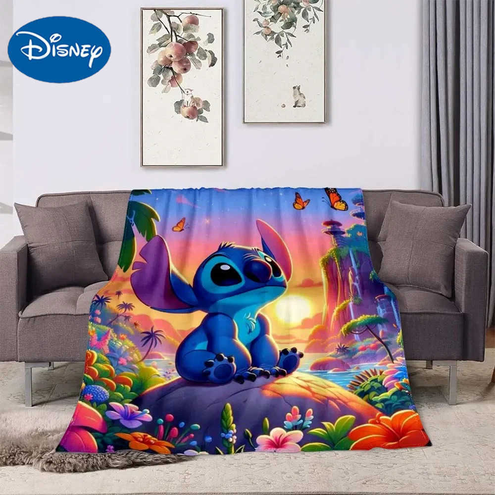 Disney 3D Printing Disney Stitch Blanket Cute Cartoon Lilo Stitch Soft and Comfortable Childrens Lunch Blanket W250617