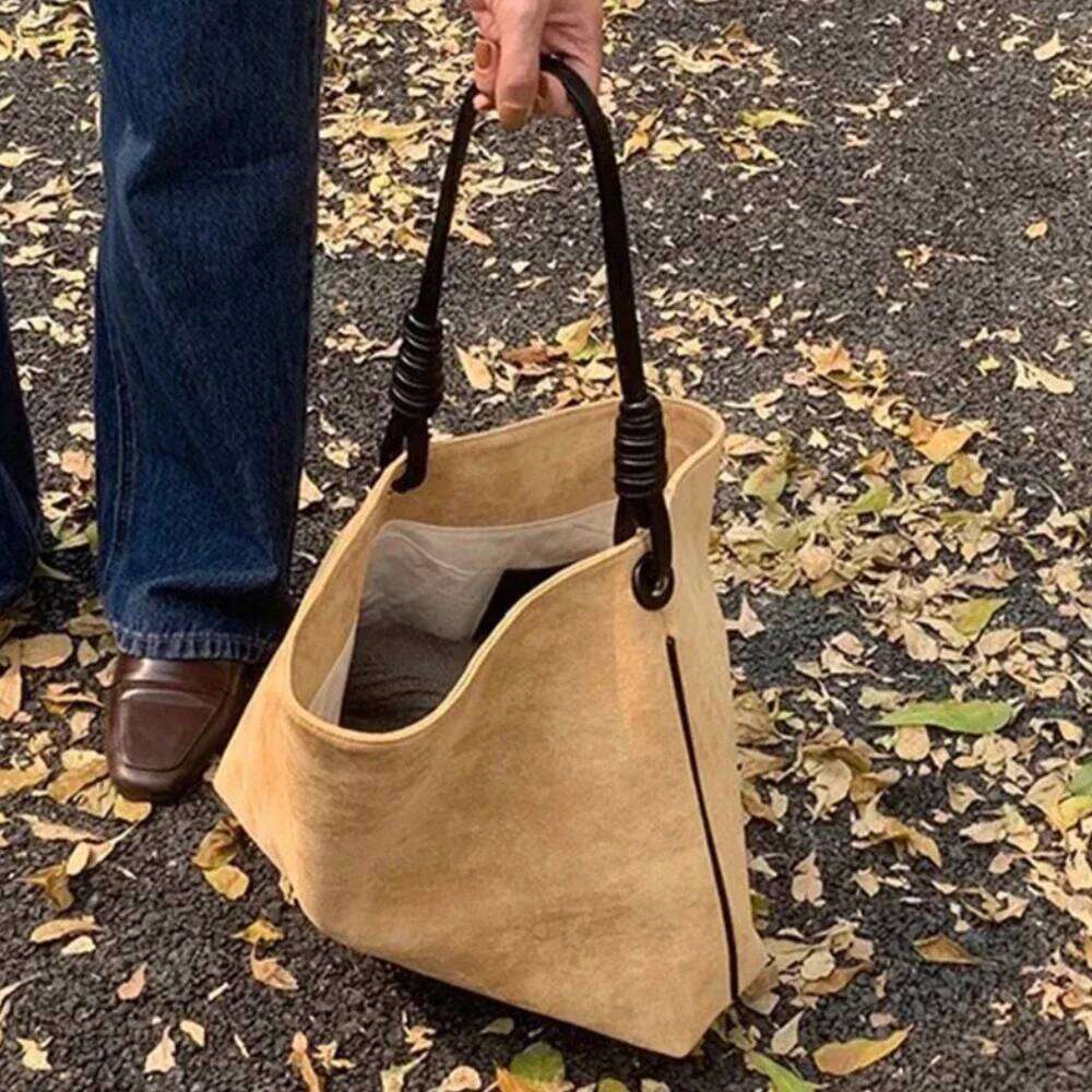 Casual Suede Tote Autumn Winter Veet Shoulder Bag Large Bucket Bags For Women Designer Purses And Handbags Shopper New