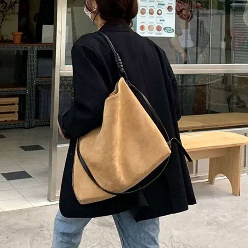 Casual Suede Tote Autumn Winter Veet Shoulder Bag Large Bucket Bags For Women Designer Purses And Handbags Shopper New