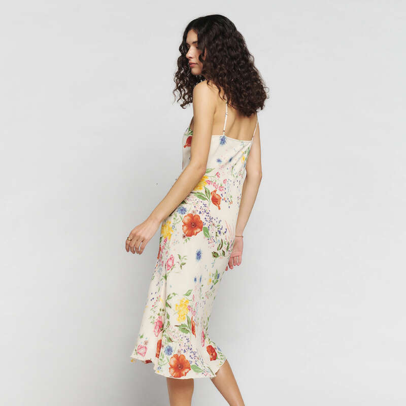 Long Dress Womens Dress Sexy 638 Spring Summer New 2025 Rayon Print Slim Fit Asymmetrical Sexy Strap Dress French Style Feminine