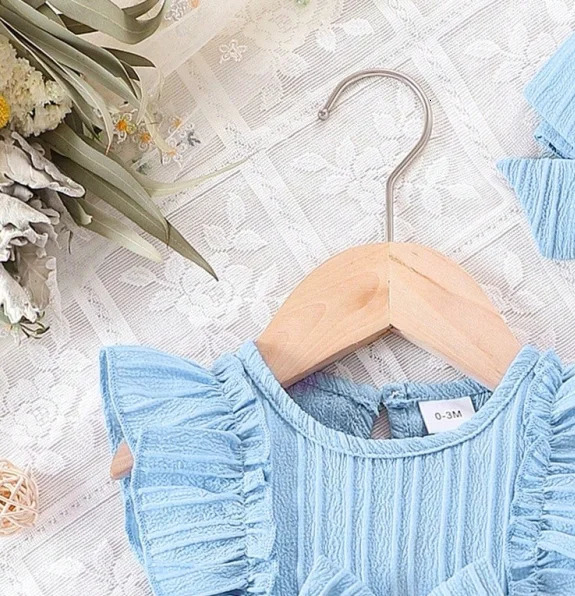 Baby girl Summer Blue dress with Ruffled Edges and Bow Sweet and Cute Style Dress suitable for 0-3 Year old Cute Baby girls 250617